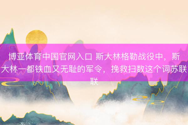 博亚体育中国官网入口 斯大林格勒战役中，斯大林一都铁血又无耻的军令，挽救扫数这个词苏联