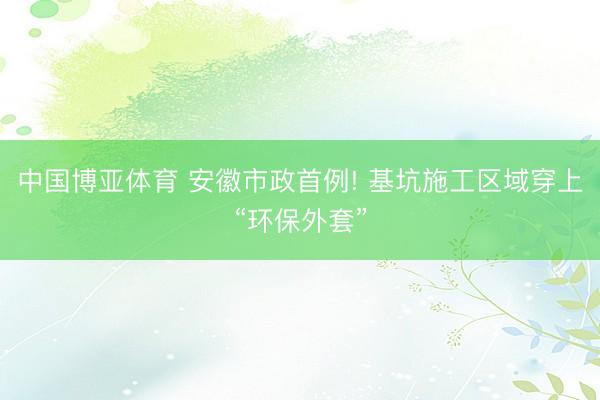 中国博亚体育 安徽市政首例! 基坑施工区域穿上“环保外套”