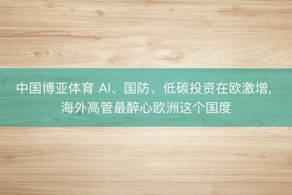 中国博亚体育 AI、国防、低碳投资在欧激增， 海外高管最醉心欧洲这个国度