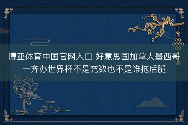 博亚体育中国官网入口 好意思国加拿大墨西哥一齐办世界杯不是充数也不是谁拖后腿