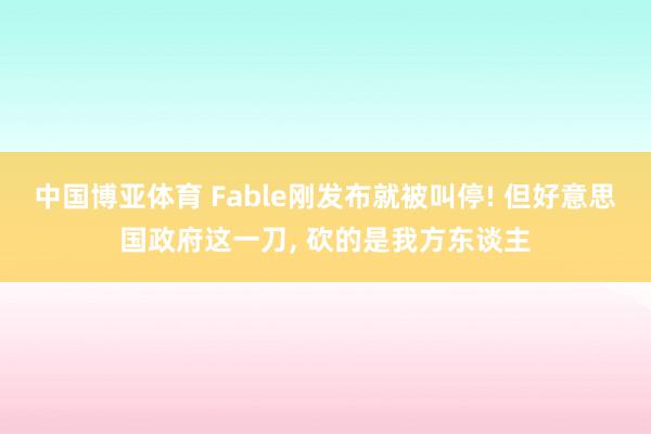 中国博亚体育 Fable刚发布就被叫停! 但好意思国政府这一刀， 砍的是我方东谈主