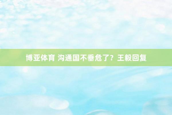 博亚体育 沟通国不垂危了？王毅回复