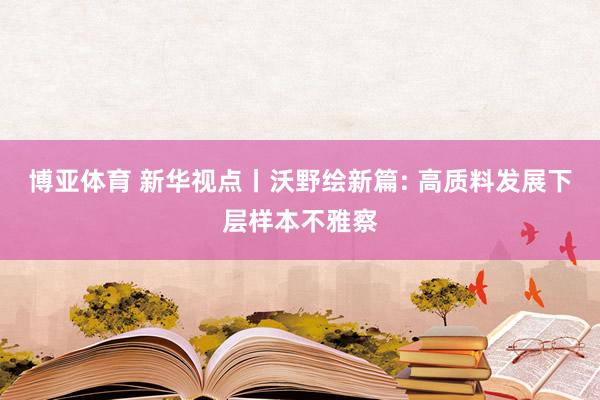 博亚体育 新华视点丨沃野绘新篇: 高质料发展下层样本不雅察